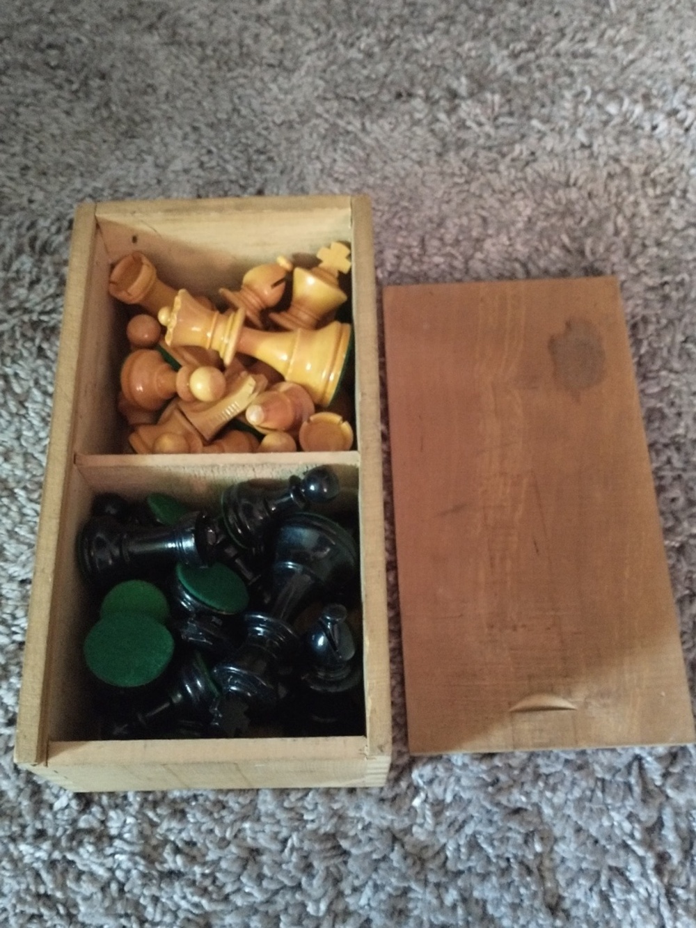 Vintage French Lardy Wooden Chess Piece Set